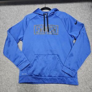 Nike Hoodie Mens Large Center Swoosh Spellout Blue Dri-Fit‎ Pullover  Activewear
